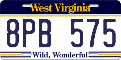 WV license plate 8PB575