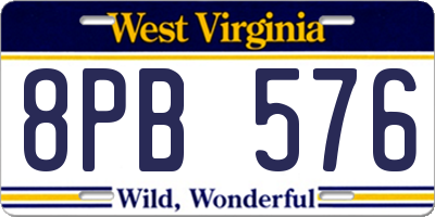 WV license plate 8PB576