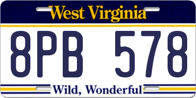 WV license plate 8PB578