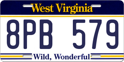 WV license plate 8PB579