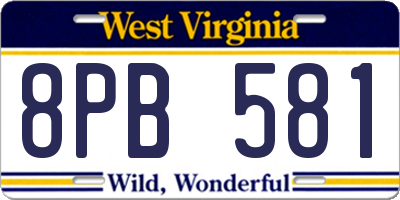 WV license plate 8PB581