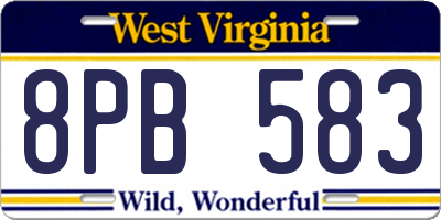 WV license plate 8PB583