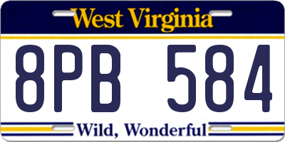 WV license plate 8PB584