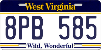 WV license plate 8PB585