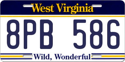 WV license plate 8PB586