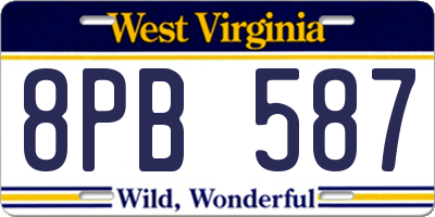 WV license plate 8PB587