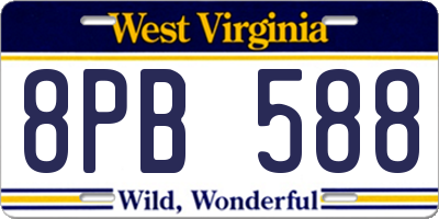 WV license plate 8PB588