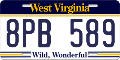WV license plate 8PB589