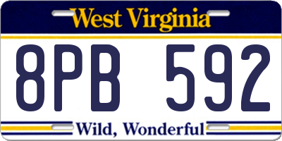 WV license plate 8PB592