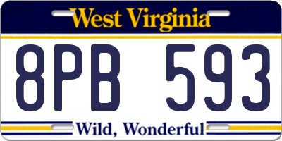 WV license plate 8PB593