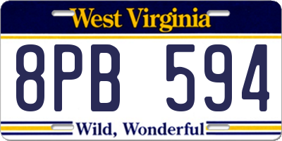 WV license plate 8PB594