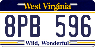 WV license plate 8PB596