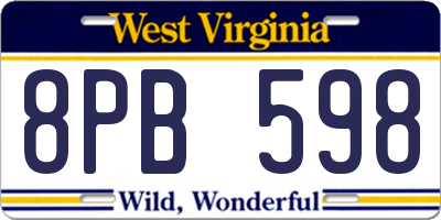 WV license plate 8PB598