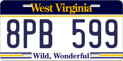 WV license plate 8PB599