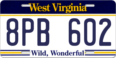 WV license plate 8PB602