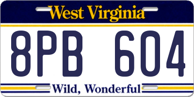 WV license plate 8PB604