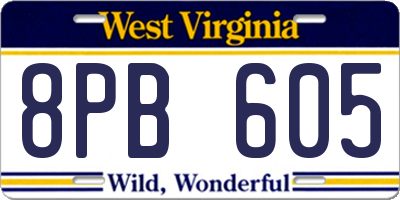 WV license plate 8PB605