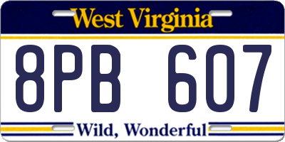 WV license plate 8PB607