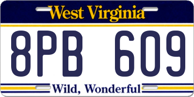 WV license plate 8PB609