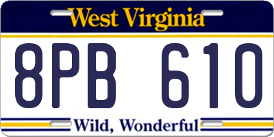 WV license plate 8PB610