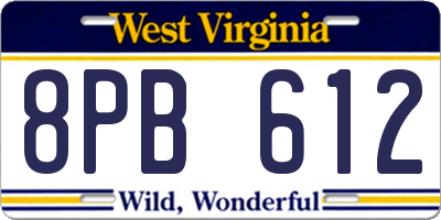WV license plate 8PB612