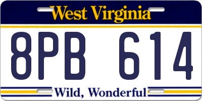 WV license plate 8PB614