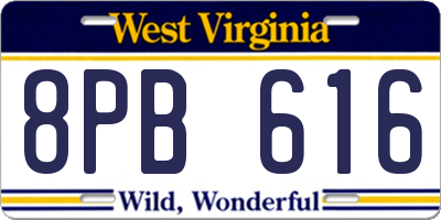 WV license plate 8PB616
