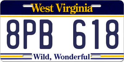 WV license plate 8PB618