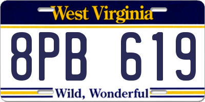 WV license plate 8PB619