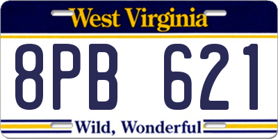 WV license plate 8PB621