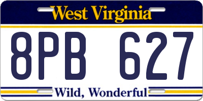 WV license plate 8PB627