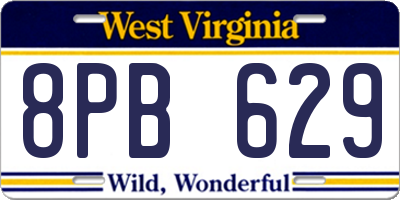 WV license plate 8PB629