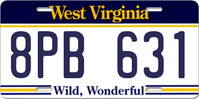 WV license plate 8PB631