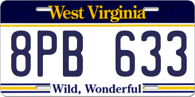 WV license plate 8PB633