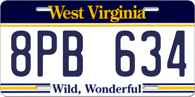 WV license plate 8PB634