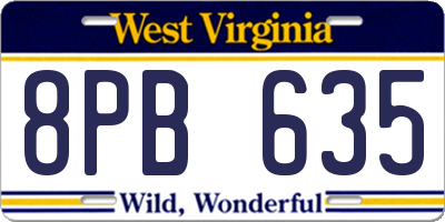 WV license plate 8PB635