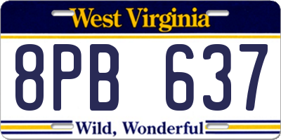 WV license plate 8PB637