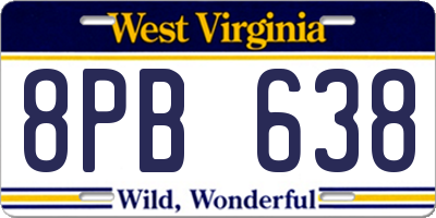 WV license plate 8PB638