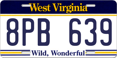 WV license plate 8PB639
