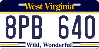 WV license plate 8PB640