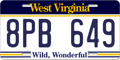 WV license plate 8PB649