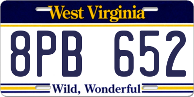 WV license plate 8PB652