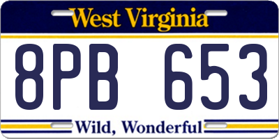 WV license plate 8PB653