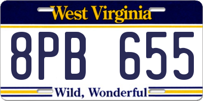 WV license plate 8PB655