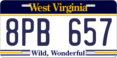 WV license plate 8PB657