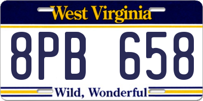 WV license plate 8PB658