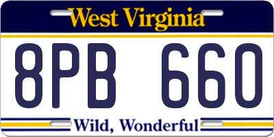 WV license plate 8PB660