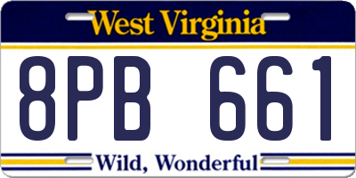 WV license plate 8PB661