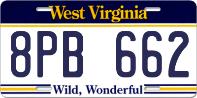 WV license plate 8PB662