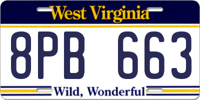 WV license plate 8PB663